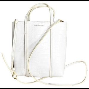 Elizabeth And James White Crocodile Embossed Crossbody mini magazine tote bag